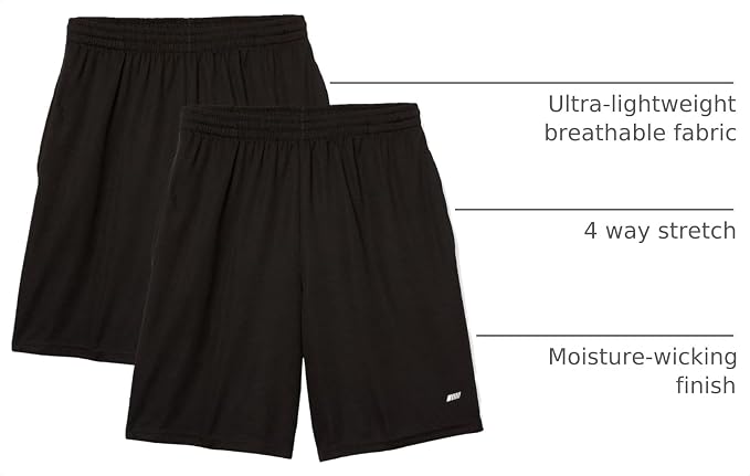 Men’s Athletic Basketball Gym Shorts – 2 Pack