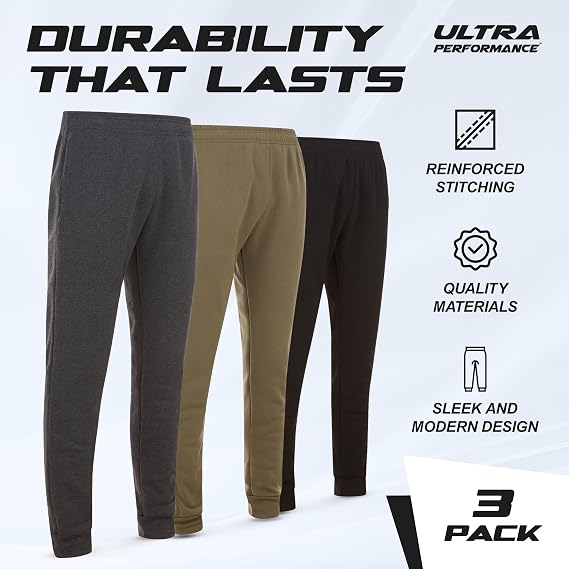 Ultra Performance Men’s Joggers – 3 Pack