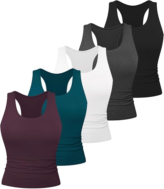 Dalavch Women’s Racerback Workout Tank Tops – 5 Pack
