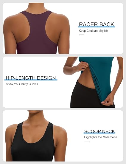 Dalavch Women’s Racerback Workout Tank Tops – 5 Pack