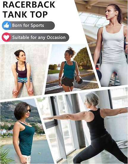 Dalavch Women’s Racerback Workout Tank Tops – 5 Pack