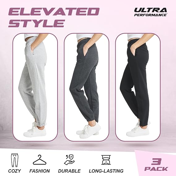 Ultra Performance Women’s Joggers – 3 Pack