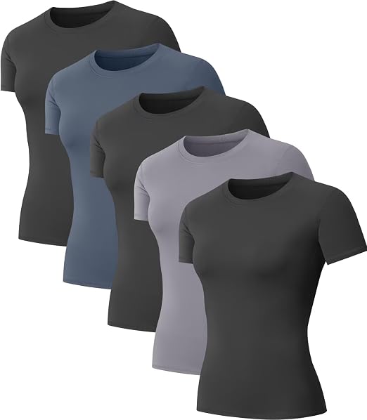 Women’s Compression Workout Shirts – 5 Pack