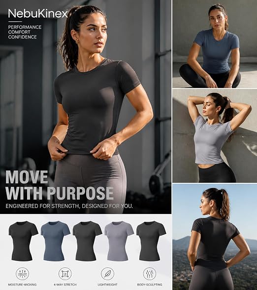 Women’s Compression Workout Shirts – 5 Pack