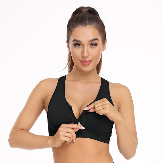 WANAYOU Women’s Zip Front Sports Bra