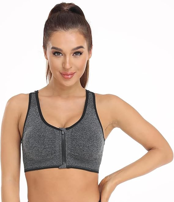 WANAYOU Women’s Zip Front Sports Bra