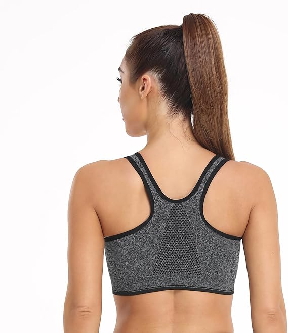 WANAYOU Women’s Zip Front Sports Bra