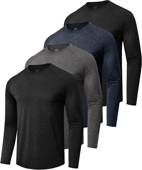 Men’s Long Sleeve Quick-Dry Shirts – 4 Pack
