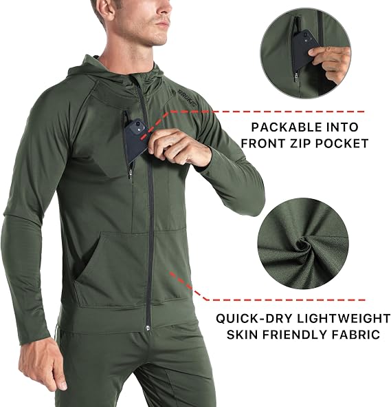 BROKIG Men’s Windbreaker Running Jacket