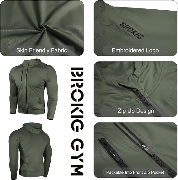 BROKIG Men’s Windbreaker Running Jacket